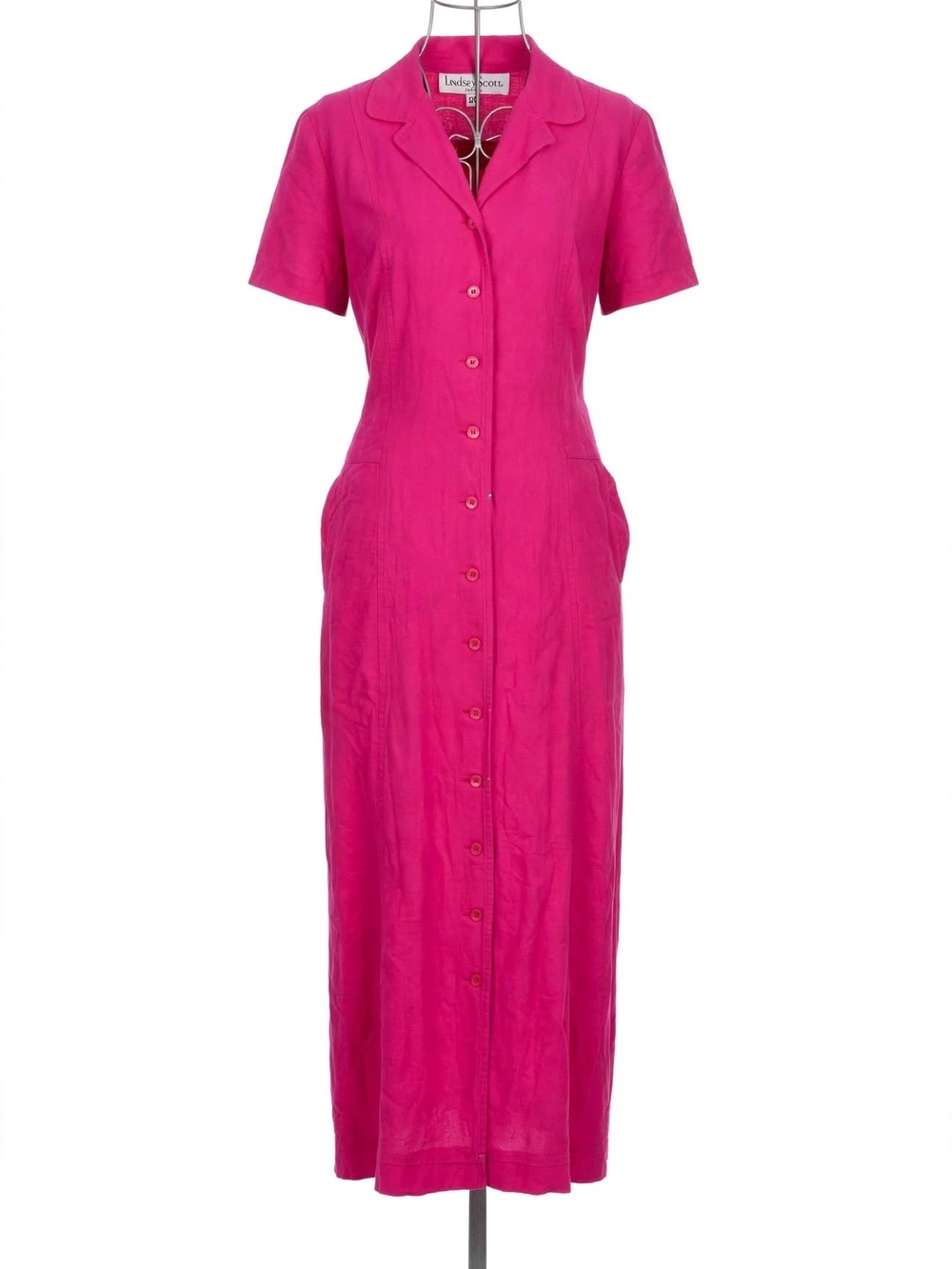 Fuchsia Button-Front Maxi Dress